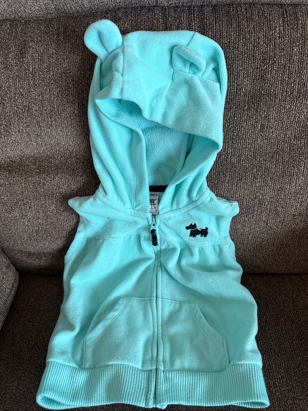 Carter's Light Aqua Hooded Fleece Vest with Ear Detail